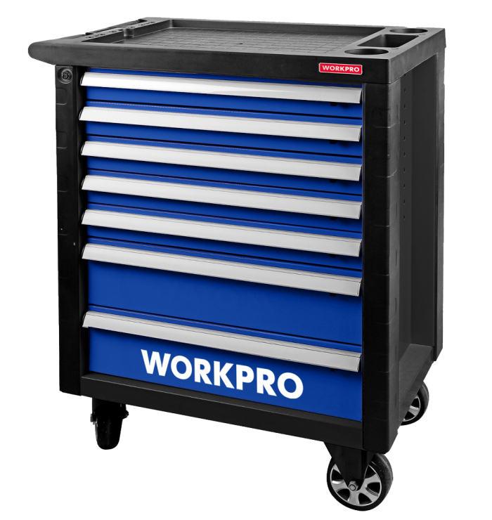 Тележка инструментальная 7 ящиков с 12 ложементами WP285002A WORKPRO (186 предметов)